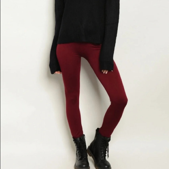 Wine Colored Basic Leggings - Picture 1 of 3